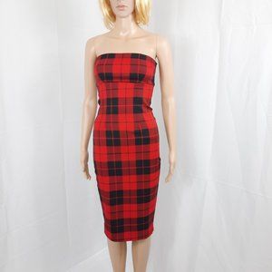 Seduction Fashion, XS, black/red tartan tube dress